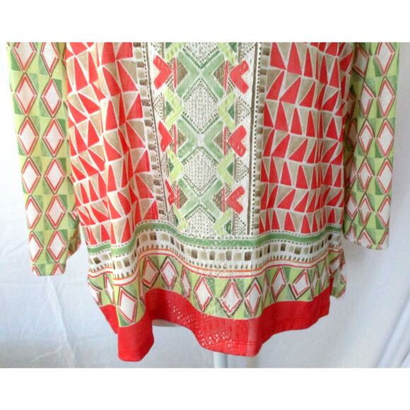 Alfred Dunner Women's Petite 3/4 Sleeve Green & Pink Beaded Shirt Size PL - Picture 3 of 10